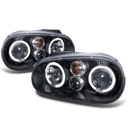 OVERTIME Halo LED Projector Headlights for 99 to 05 Volkswagen Golf, Black - 10 x 19 x 22 in. OV1646343